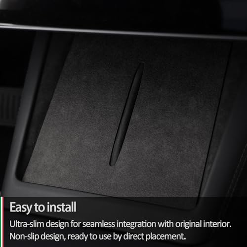 Suede Wireless Charger Pad for Tesla Model 3 24-26 Model Y 25-26 Black - color: Black