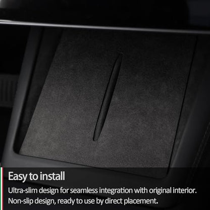 Suede Wireless Charger Pad for Tesla Model 3 24-26 Model Y 25-26 Black - color: Black