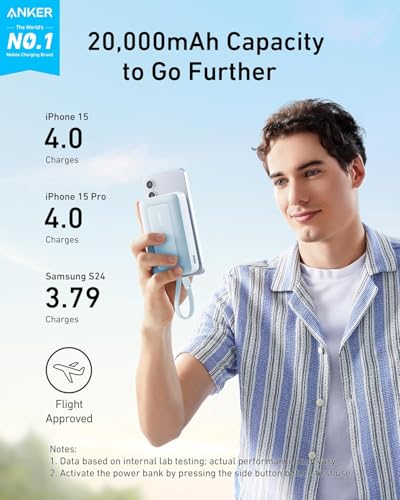 Anker Zolo Power Bank,20,000mAh 30W Portable Charger with Built-in USB-C - color: Blue, size: 20000 MAh