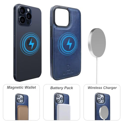 Bocasal for MagSafe Wallet Case Card Holder for iPhone 15 Pro Max Blue - color: Blue for MagSafe