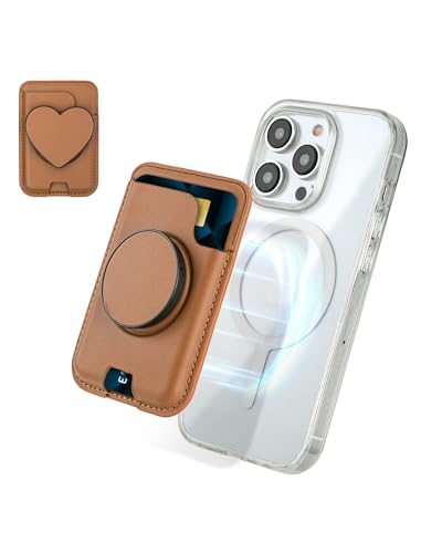 isee Magnetic Phone Wallet with Expanding Grip, Phone Card Holder Wallet with MagSafe, Wallet Compatible for iPhone 17/16/15/14/13/12 Series Holds 2 Cards (Brown) - color: Brown