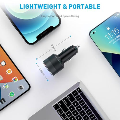 USB C Car Charger for iPhone 16, 66W Car Cigarette Lighter Adapter USB Fast Car Charger PD 30W+Dual QC3.0 [Metal Shell] [Ambient Light] for iPhone 16 15 14 13 Pro Max Samsung Galaxy Note Google Pixel