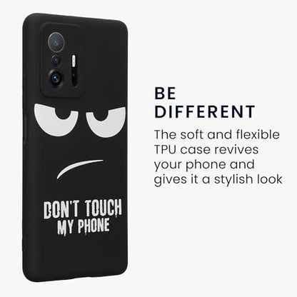 kwmobile TPU Silicone Case Compatible with Xiaomi 11T / 11T Pro - Case Soft Cover - Don't Touch My Phone White/Black - size: 11T / 11T Pro