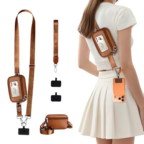 Lopnord Clip and Go Strap for Phone with Wallet Crossbody, Phone Lanyard Detachable Zippered Pouch