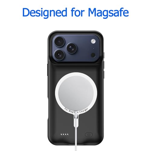 Battery Case for iPhone 17 Pro , 10000mAh Protective Charging Case with Wireless Charging Compatible with iPhone 17 Pro (6.3 inch) Rechargeable Extended Battery Pack Charger Case with Carplay (Black) - size: iPhone 17 Pro Black- 10000mAh
