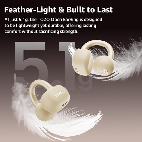 TOZO OpenEarRing Open Ear Earbuds 40H Bluetooth 5.4 Lightweight Comfort - color: Yellow