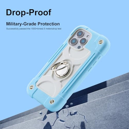 MARKILL Compatible with iPhone 16 Pro Max Case 6.9 Inch with Ring Stand, Heavy-Duty Military Grade Shockproof Phone Kids Cover for iPhone 16 Pro Max - color: Ice Blue, size: iPhone 16 Pro Max 6.9