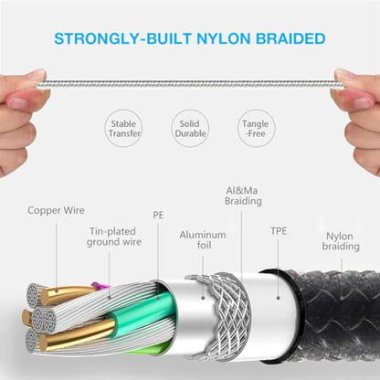 Multi Charging Cable, 3 in 1 USB Cable, Silver - color: Silver