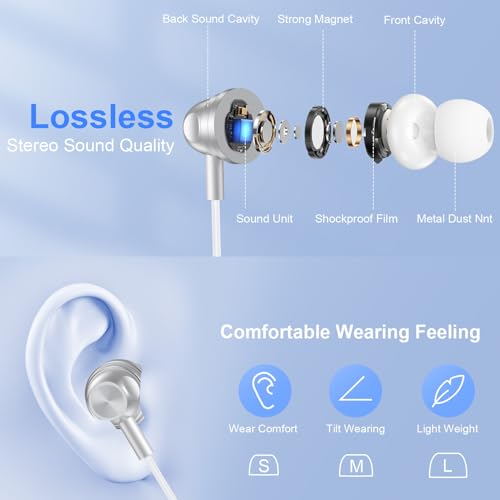 Wired Earbuds for iPhone 17/17 Pro/17 Pro Max/17e/16e/16/16 Pro Max16 Plus - color: White