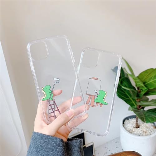 Guppy for iPhone 17 Pro Max Funny Draw Dinosaur Case Cute Animals Embossed Pattern Flexible Soft TPU Rubber Slim Lightweight Cover Shock Absorption Protective Bumper Clear