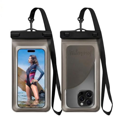 Waterproof Phone Pouch for iPhone 17 16 15 Pro Max IPX8 Clear Black | Card Pocket, Lightweight, Large Cellphone Dry Bag, IPX8 Rated, Beach Essential, Cruise Ship, 1 Pack, 8.3 inch - color: A6-Translucent black -1 pack