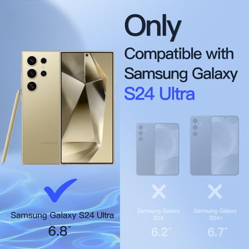 JETech TPU Privacy Screen Protector for Samsung Galaxy S24 Ultra, 2+2 Pack