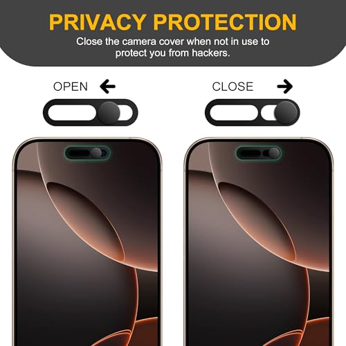 3 Pack Privacy Cover Compatible for iPhone 16 Pro/iPhone 16 Pro Max with 2 Front Camera Privacy Cover, Anti-Spy Camera Cover, Easy-Adhesive Design, Safeguard on iPhone 16 Pro/16 Pro Max. Black - size: iPhone 16 Pro/ iPhone 16 Pro Max