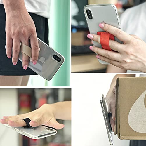 Phone Grip Finger Strap Holder, Phone Gripper for Back of Phone Grip Phone Finger Holder Suitable for iPhone Samsung and Most Smartphones - 2Pack(PU Black) - color: PU Black