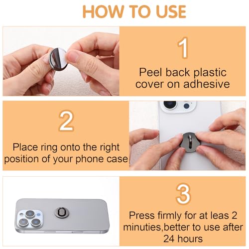 12pcs Phone Charm Hook, Metal Round Phone Finger Grip Holder Adhesive