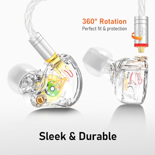 Audiovance Vibes 202 HiFi Wired Earbuds, IEM in-Ear Monitor Headphones - color: 2-Clear