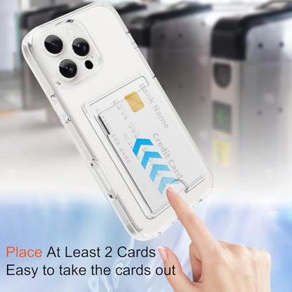 Gukalong Clear Wallet Case for iPhone 16 Pro with Credit Card Holder | Hard PC Heavy Duty Shockproof Protection Anti-Scratch Phone Cover Card Slot Anti-Yellowing Case for Women Men - size: for iPhone 16 Pro