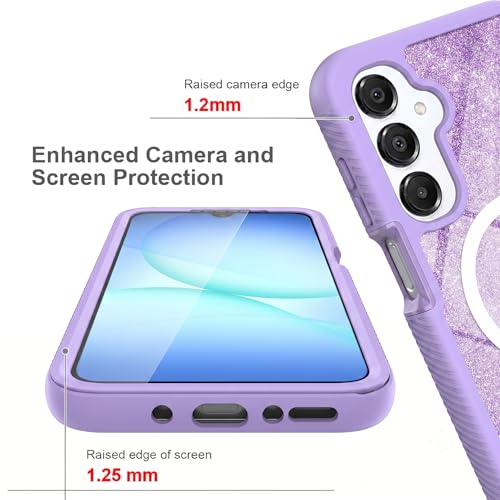 Magnetic for Samsung Galaxy A17 /A16/A26 Case with Built-in Screen Protector [Compatible with MagSafe] [360 Full Body Protection] Heavy Duty Shockproof Rugged Phone Case cover for A 17/A16/A26 ,Purple - color: Purple