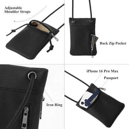 Small Crossbody Women Cell Phone Purse Wallet Bag With Shoulder Strap - color: Black/S-lycheepvc