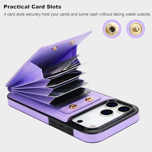 Folosu for iPhone 17 Pro Max Case Wallet, Finger Ring Holder Cover Purple - color: Purple