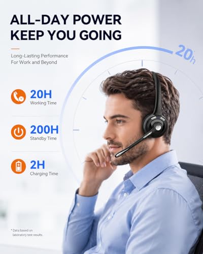 TECKNET Single Ear Bluetooth Headset - Noise Cancelling Microphone