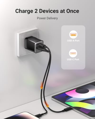 wegear USB C Fast Charging Charger, 30W Dual-Port GaN Nano Charger - color: Black, size: 1 Pack