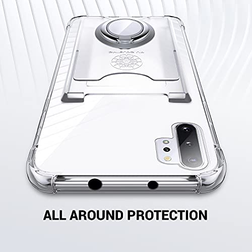 Shields Up for Samsung Galaxy Note 10 Plus Case with Card Holder, Clear | Minimalist Wallet Case, 3 Card Slots, 360° Rotation Ring Stand/Kickstand, [Drop Protection] Slim Protective Cover - size: Galaxy Note 10 Plus
