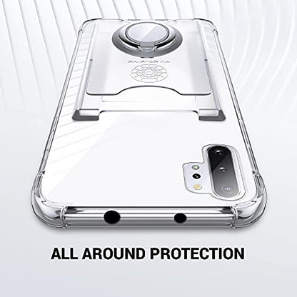 Shields Up for Samsung Galaxy Note 10 Plus Case with Card Holder, Clear | Minimalist Wallet Case, 3 Card Slots, 360° Rotation Ring Stand/Kickstand, [Drop Protection] Slim Protective Cover - size: Galaxy Note 10 Plus