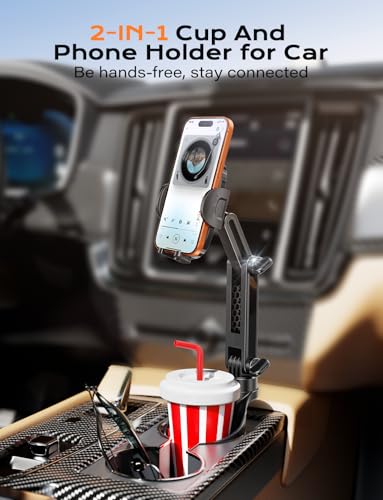 TAZENI 2-in-1 Cup Phone Holder for Car, with 2 Sizes Hollow Bases