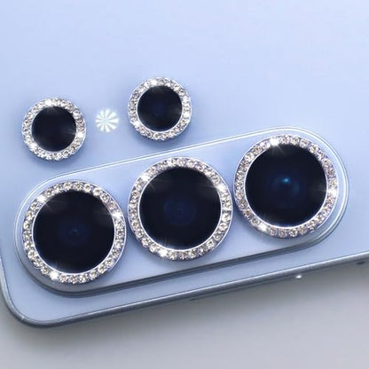 for Samsung Galaxy S26 Ultra Camera Lens Protector, Bling Diamond Metal Ring Tempered Glass Lens Cover, Sparkly Rhinestone Accessories (Sky Blue) - color: Sky Blue