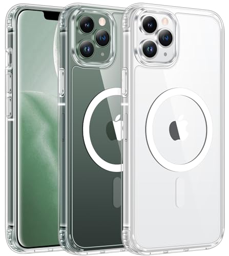FNTCASE for iPhone 11 Pro Case: Clear Magnetic Phone Cases Compatible with Magsafe Slim Anti Yellowing Military Grade Drop Protection Rugged Protective Transparent Cell Phone Cover (A-Clear) - color: A-Clear, size: For Iphone 11 Pro 5.8 Inch
