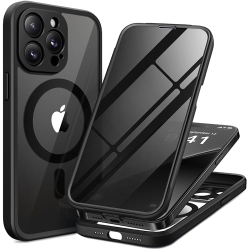 BERFY for iPhone 14 Pro Max Case, Compatible with MagSafe, Built-in Privacy Screen Protector, Camera Protection, Shockproof Full Body Phone Case 6.7", Clear Black - color: Black, size: For Iphone 14 Pro Max 6.7 Inch