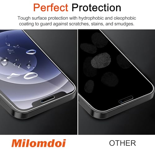 Milomdoi Screen Protector for Apple iPhone 12, Tempered Glass - size: iPhone 12 6.1 inch