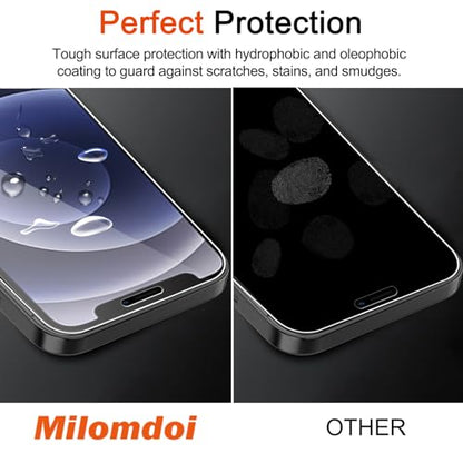 Milomdoi Screen Protector for Apple iPhone 12, Tempered Glass - size: iPhone 12 6.1 inch