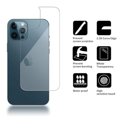 3 Pack Glass Back Screen Protector for iPhone 12 Pro Max 2020 6.7" - size: iPhone 12 Pro Max 2020
