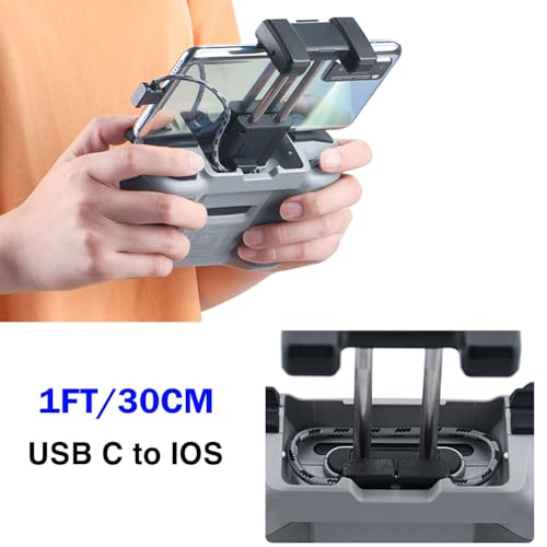 1FT USB C to iOS Remote Controller Cable for DJI Mini 4 Pro, Mavic 3, Mini 2/3 Pro, Air 2S, Mavic Air 2, DJI RC-N1/RC 2 Remote, Drone to Phone 14/13 / Tablet Cable 90 Degree OTG Data Cord Accessories - size: 1FT(12in), style: USB C to IOS