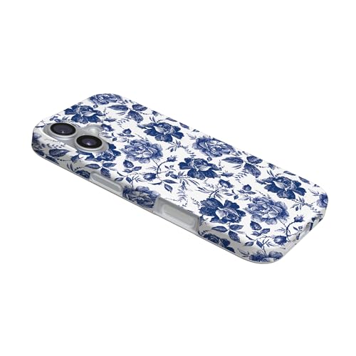 Casely iPhone 17 Case | Rose to Fame | Blue & White Floral | Compatible with MagSafe | Classic Ultra Slim Design - color: Rose to Fame | Blue & White Floral