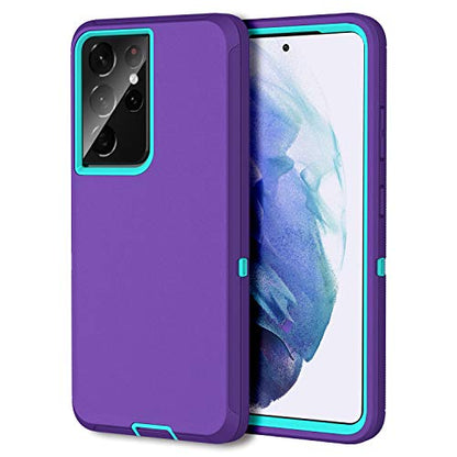 MXX Case Compatible with Galaxy S21 Ultra Case, 3-Layer Super Full Heavy Duty Body Bumper Cover/Shock Protection/Dust Proof, Designed for Samsung Galaxy S21 Ultra 5G 6.8 Inch 2021 (Purple) - color: Purple