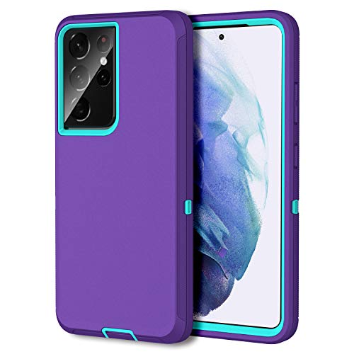 MXX Case Compatible with Galaxy S21 Ultra Case, 3-Layer Super Full Heavy Duty Body Bumper Cover/Shock Protection/Dust Proof, Designed for Samsung Galaxy S21 Ultra 5G 6.8 Inch 2021 (Purple) - color: Purple