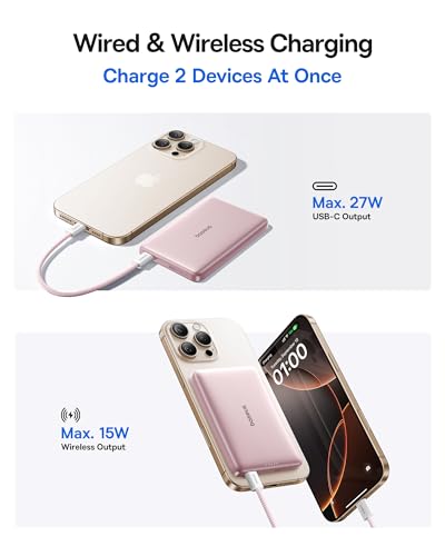 Baseus Picogo Magsafe Portable Charger, Qi2 15W 0.5" Ultra Slim 10000mAh Wireless Power Bank, 27W Fast Charging Magnetic Battery Pack with USB-C for iPhone 17 Pro Max/17 Pro/Air/16/15/14/13/12 | 10000mAh Wireless Power Bank, 27W Fast Charging Magnetic Bat