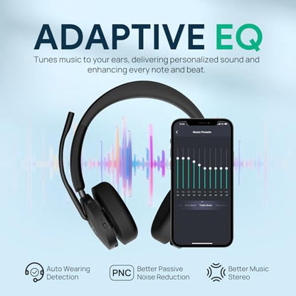Yealink BH74 AI ANC Wireless Headset with Mic for Work with Charging Dock - color: BH74 UC, style: BH74 with Charging Stand