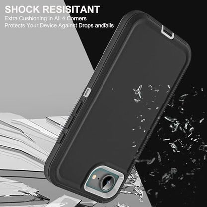 YKHJKLEC for iPhone 16e Case, Military Grade 3 in 1 Heavy Duty Shockproof/Drop Proof/Dust Proof Case with 2Pcs Tempered Glass Screen Protector (Black/Grey) - color: Black/Grey
