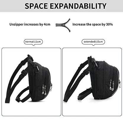 Peicees Motorcycle Leg Bag for Men Womens Thigh Bag, Expandable - color: Black