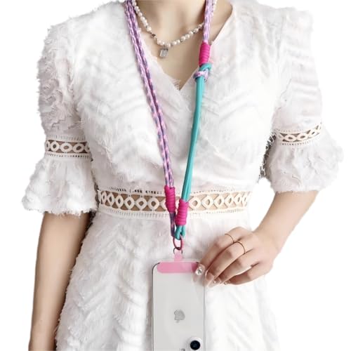 Braided Phone Crossbody Lanyard, Adjustable Neck and Wrist Strap with Quick Release Compatible with Most Smartphones - color: Wine Red
