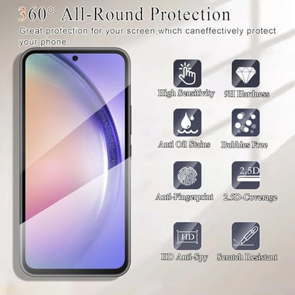 Lyphpe【3 Pack Privacy Screen Protector for samsung galaxy A54 5G 9H Tempered Glass Anti-Spy Private Film Compatible for Samsung A54 5G Case Friendly