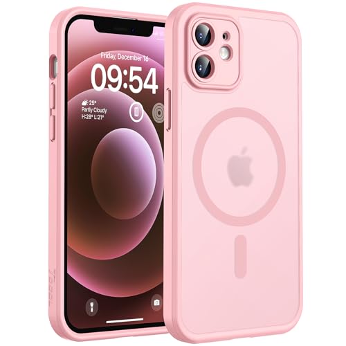 TOCOL for Phone 12 Case, Compatible with Magsafe Charger, Full Camera Protection, Drop Protection, Translucent Matte Phone Case for iPhone 12 6.1 inch (Light Pink) - color: Light Pink, size: Iphone 12