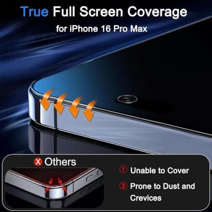 Ferilinso Privacy Screen Protector for iPhone 16 Pro Max, Tempered Glass - size: iPhone 16 Pro Max-6.9 INCH