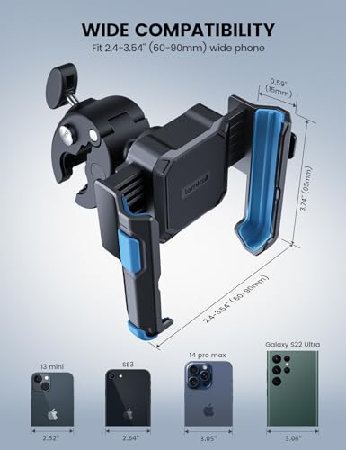 Lamicall Motorcycle Bike Phone Mount, 1s Lock Bike Phone Holder - color: Blue