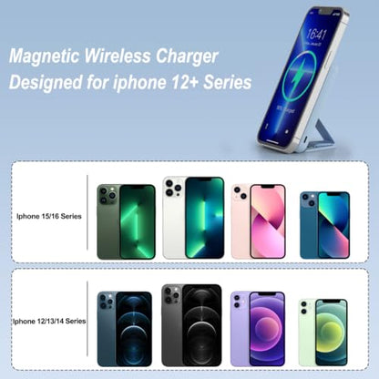 AOGUERBE Magnetic Power Bank, 10000mAh Wireless Portable Charger with Stand - color: Light Blue