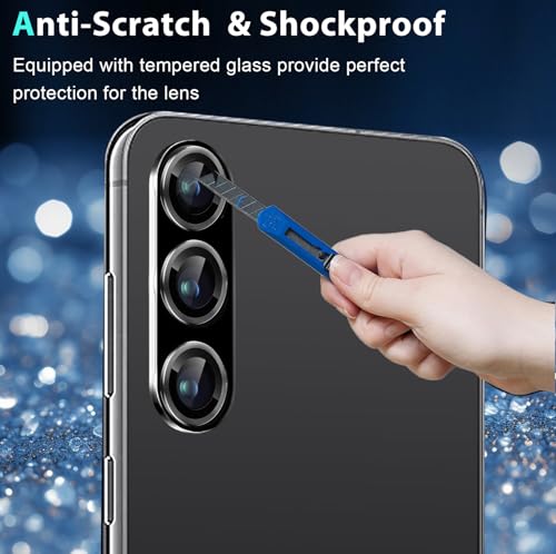 for Galalxy S25 FE Camera Lens Protector, Anti-Scratch HD Clarity 9H Tempered Glass with Aluminum Edging, Individual Lens Screen Protective Ring for Galalxy S25 FE 2025, 2 Set,Black - color: Black